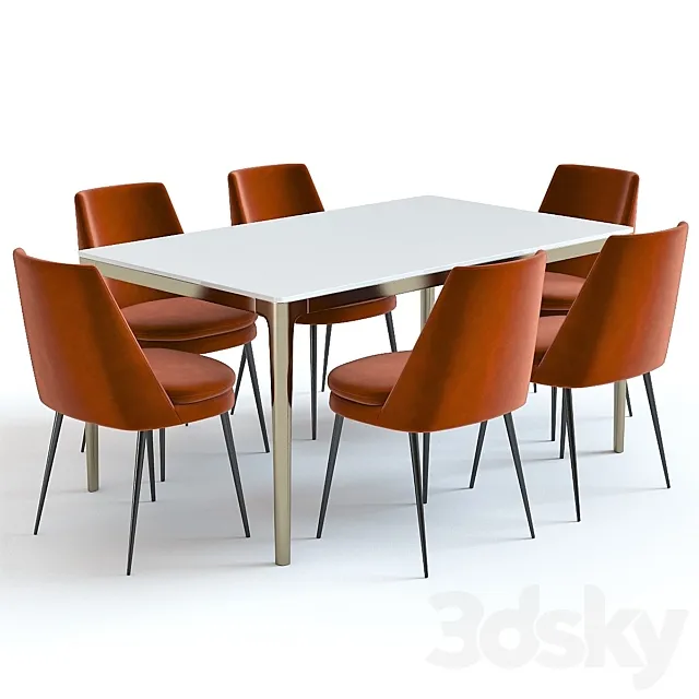 West Elm Canto Table and Chairs 3DModel