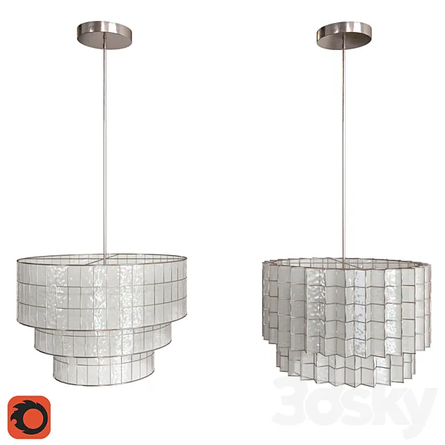 West Elm Capiz Chandelier Set 3D Model