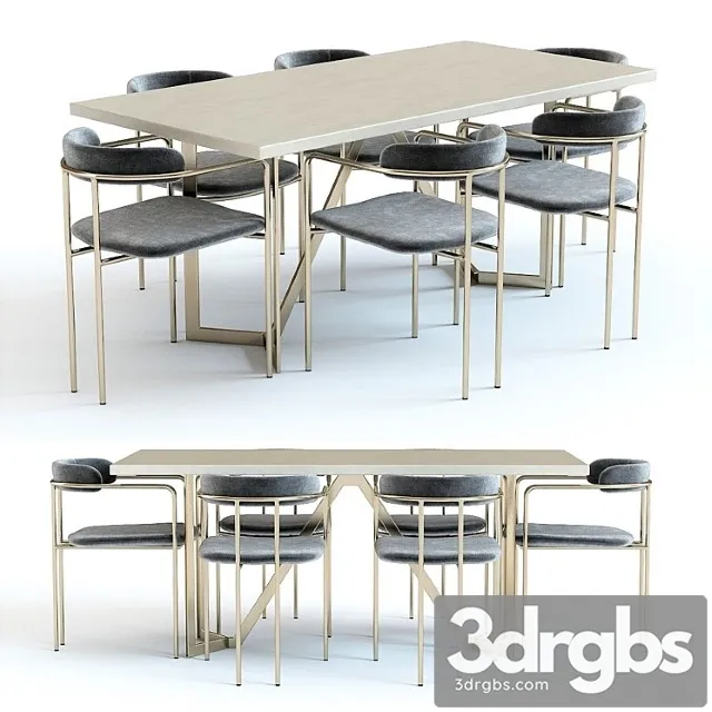 West elm cast tower table and chairs 2 3D Model Download