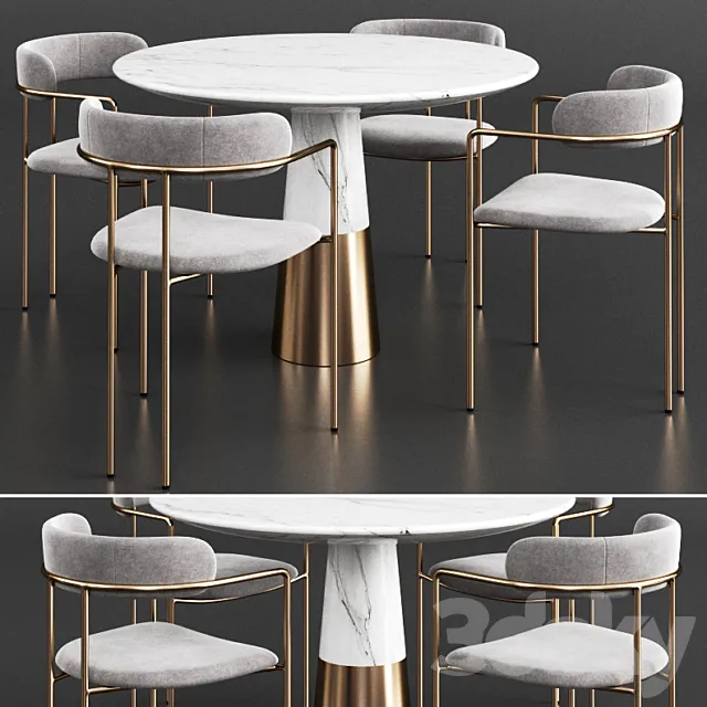 West Elm & CB2 Dinning Set 3 3D Model