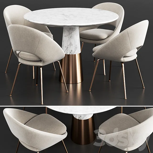 West Elm & CB2 Dinning Set 3D Model