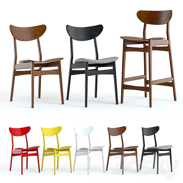 West Elm Classic Cafe Chairs 3D Model West Elm Classic Cafe Chairs 3D Model
