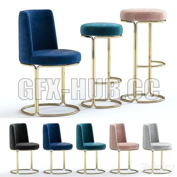 West Elm Cora Chairs 3D Model West Elm Cora Chairs 3D Model