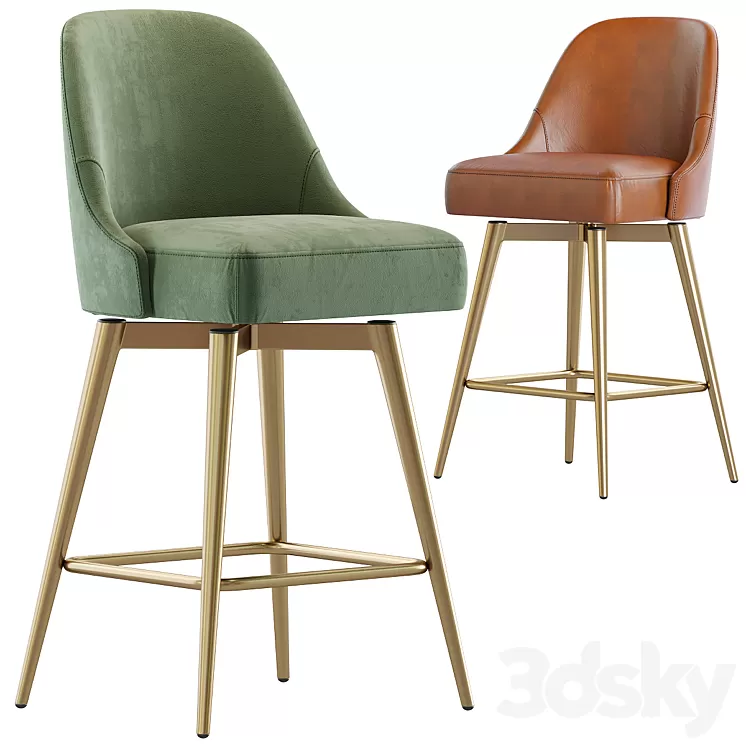 West Elm-Counter Stool 3D Model West Elm-Counter Stool 3D Model