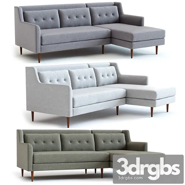 West Elm Crosby 2 Piece Sectional 3D Model Download West Elm Crosby 2 Piece Sectional 3D Model Download
