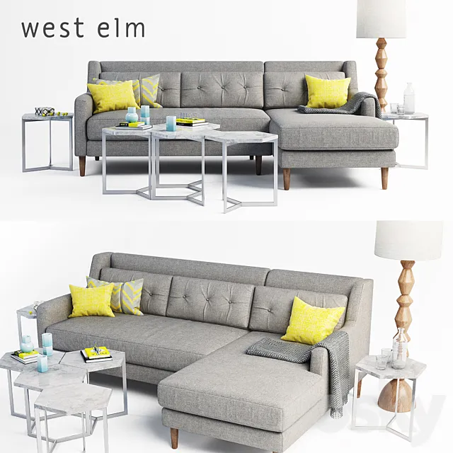 west elm Crosby Sectional sofa set 3DModel