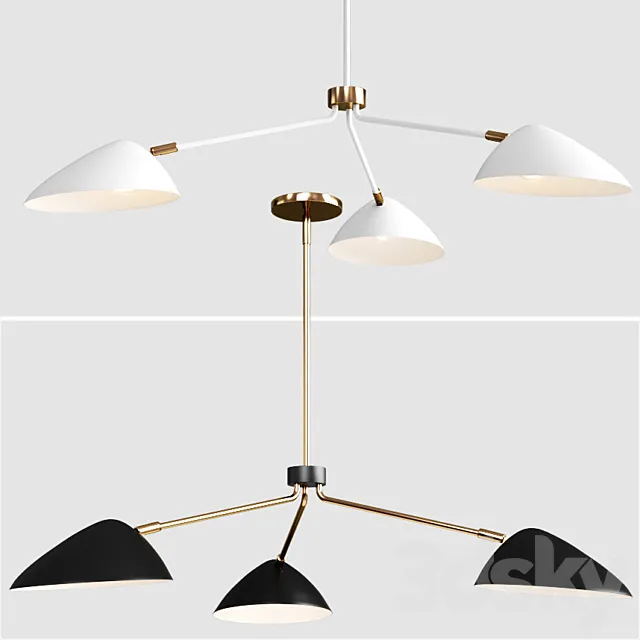 West Elm Curvilinear Mid-Century Chandelier 3D Model
