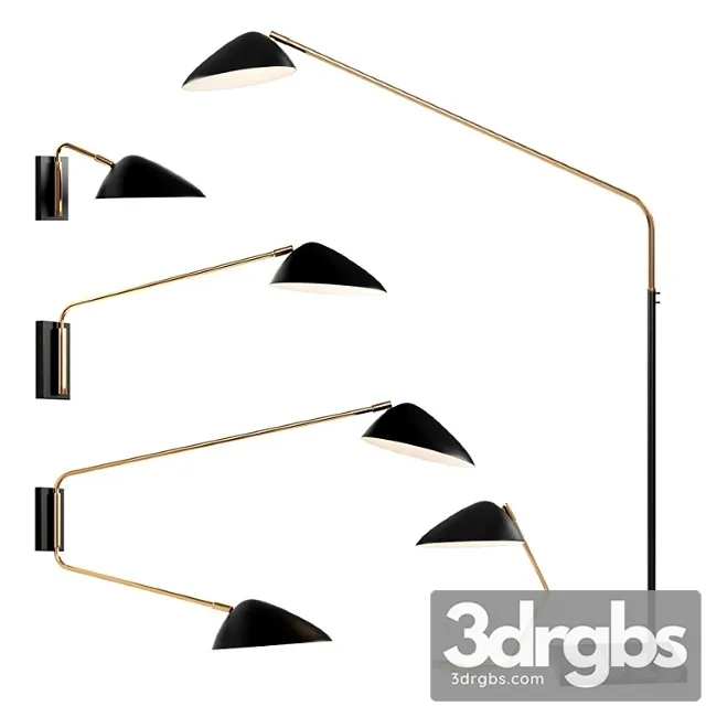 West elm curvilinear mid-century lamp set 2 3D Model Download