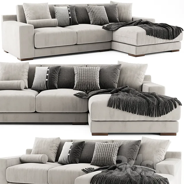 West Elm Dalton Chaise Longue 3D Model West Elm Dalton Chaise Longue 3D Model