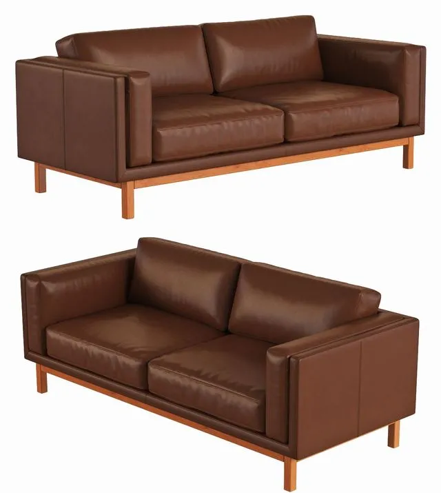West Elm Dekalb Leather Sofa 3D Model