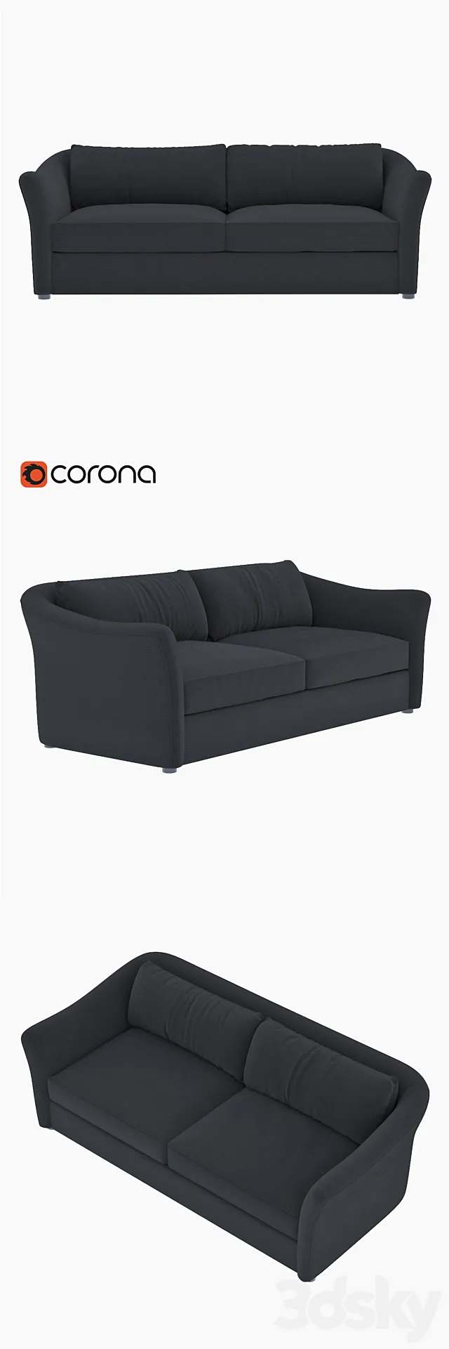 West Elm Delaney Sofa 3D Model West Elm Delaney Sofa 3D Model