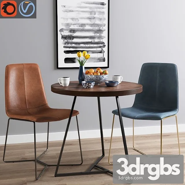 West elm dining set 2 3D Model Download