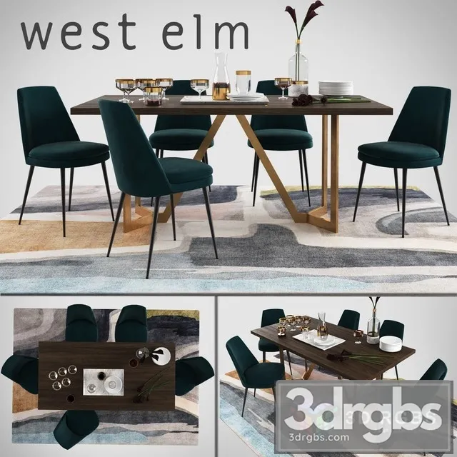 West Elm Diningroom Set 2 3D Model Download