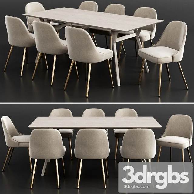 West elm dinning set 11 2 3D Model Download