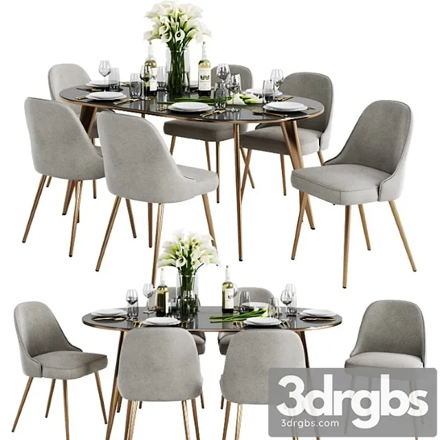 West elm dinning set 3 2 3D Model Download