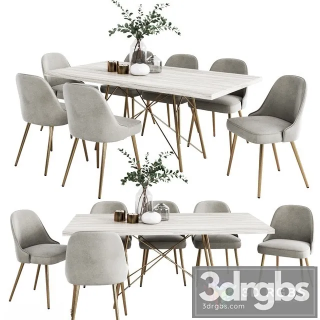 West Elm Dinning Set 3D Model Download