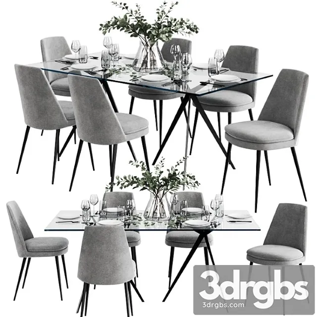 West elm dinning set 6 2 3D Model Download