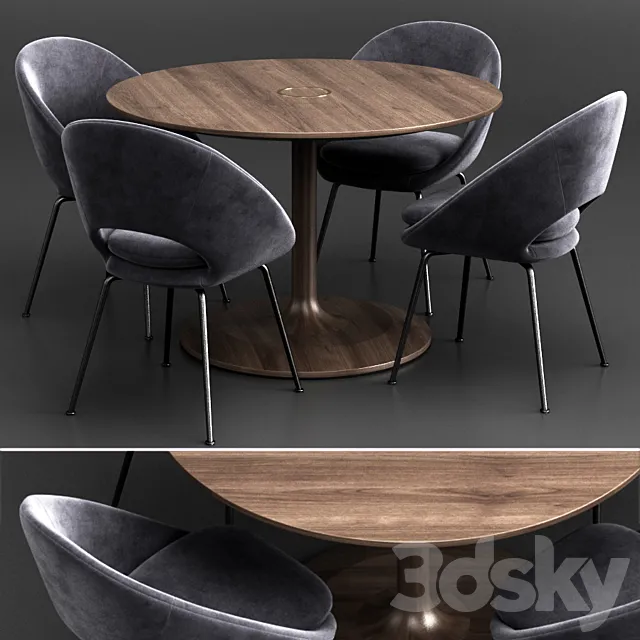 West Elm Dinning Set 8 3DModel West Elm Dinning Set 8 3DModel