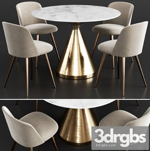 West Elm Dinning Set 9 3D Model Download