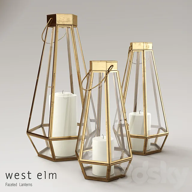 West Elm Faceted Lanterns 3D Model West Elm Faceted Lanterns 3D Model