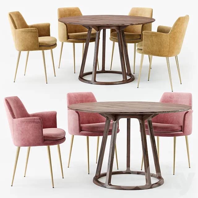 West elm finley dining set 3DModel
