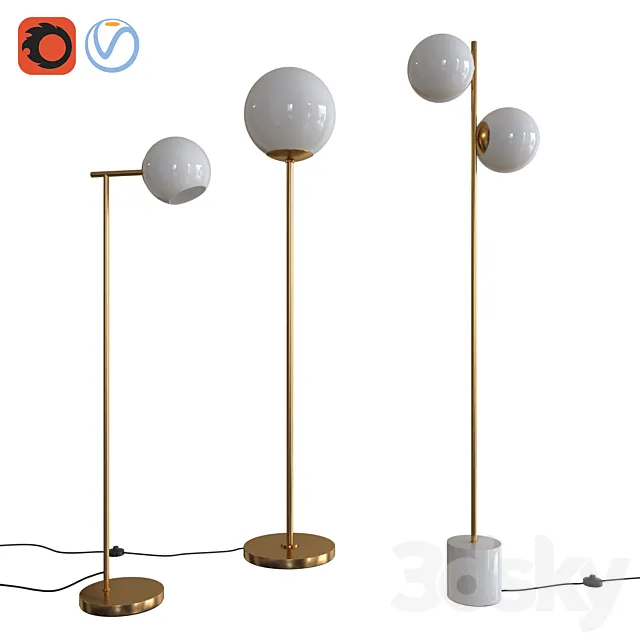 West Elm Floor Lamps Set 02 3DModel West Elm Floor Lamps Set 02 3DModel