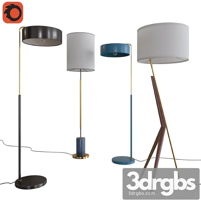 West elm floor lamps set 05 3D Model Download