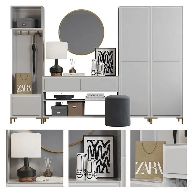 West Elm Hallway Composition 4 3D Model West Elm Hallway Composition 4 3D Model