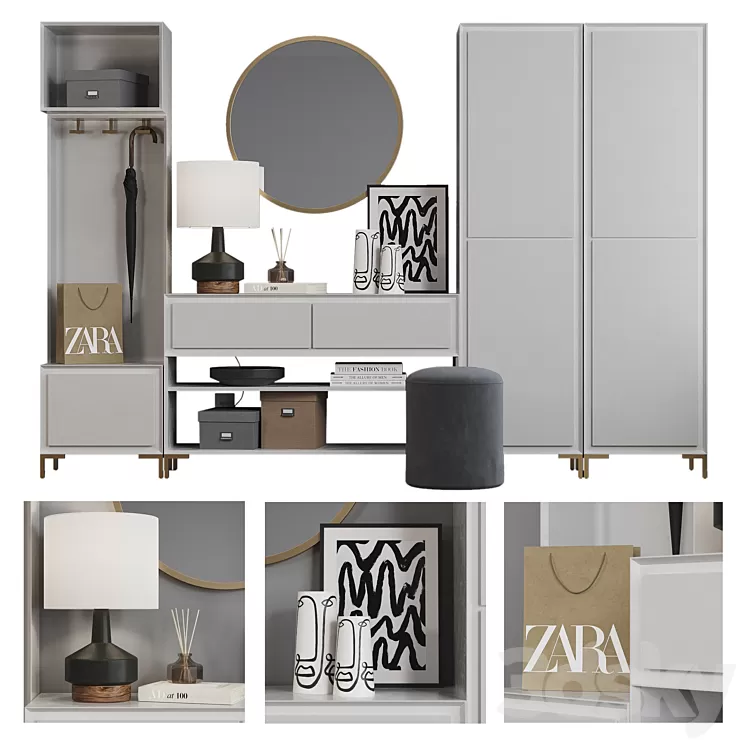 West Elm Hallway Composition 4 3D Model West Elm Hallway Composition 4 3D Model