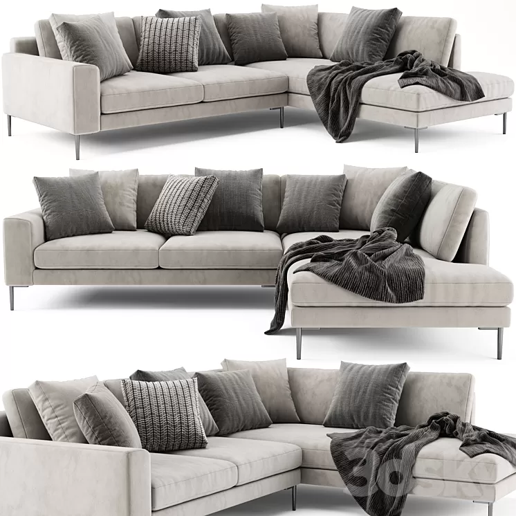 West Elm Harper Terminal Chaise 3D Model West Elm Harper Terminal Chaise 3D Model