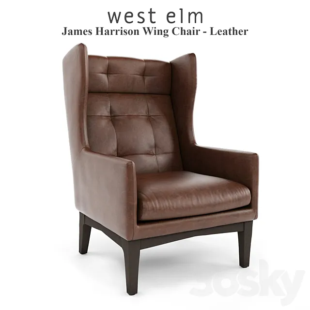 West Elm James Harrison Wing Chair – Leather 3D Model