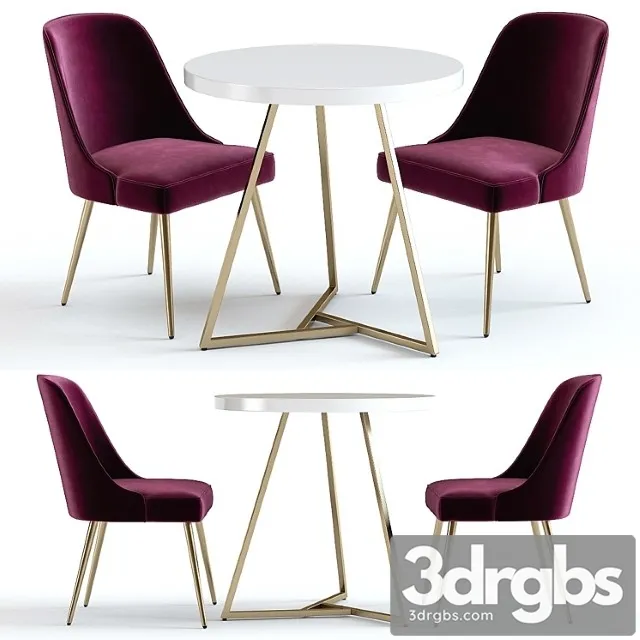 West elm lacquer top table and mid-century chairs