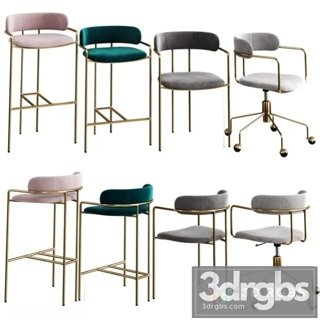 West Elm Lenox Chair Set 3D Model Download West Elm Lenox Chair Set 3D Model Download