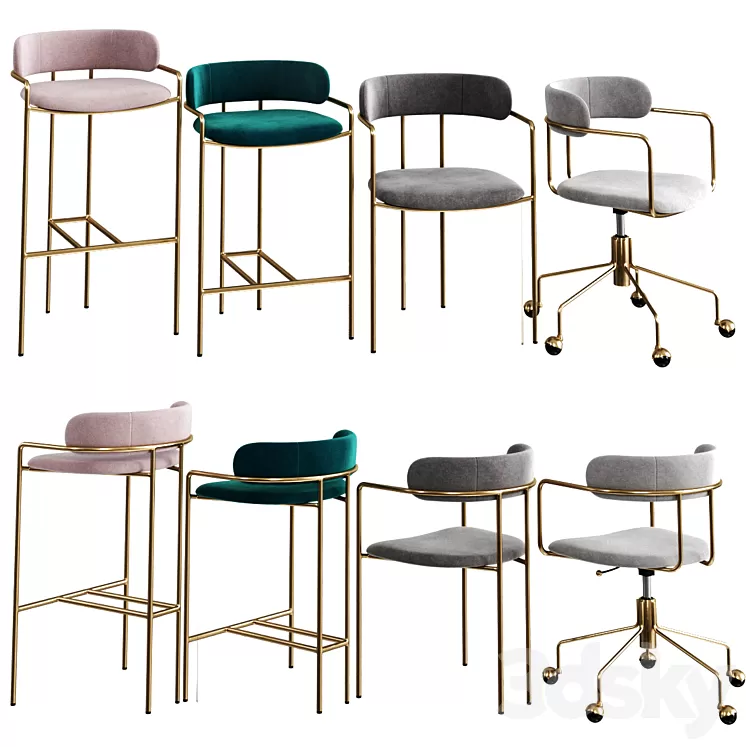 WEST ELM Lenox set 3D Model WEST ELM Lenox set 3D Model