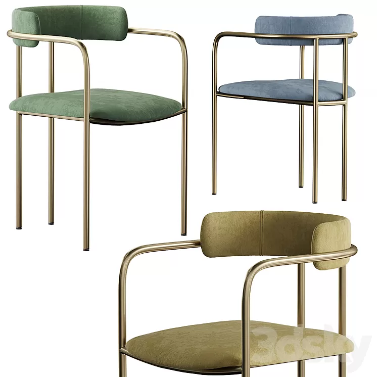 West Elm Lenox Velvet Dining Chair 3D Model West Elm Lenox Velvet Dining Chair 3D Model