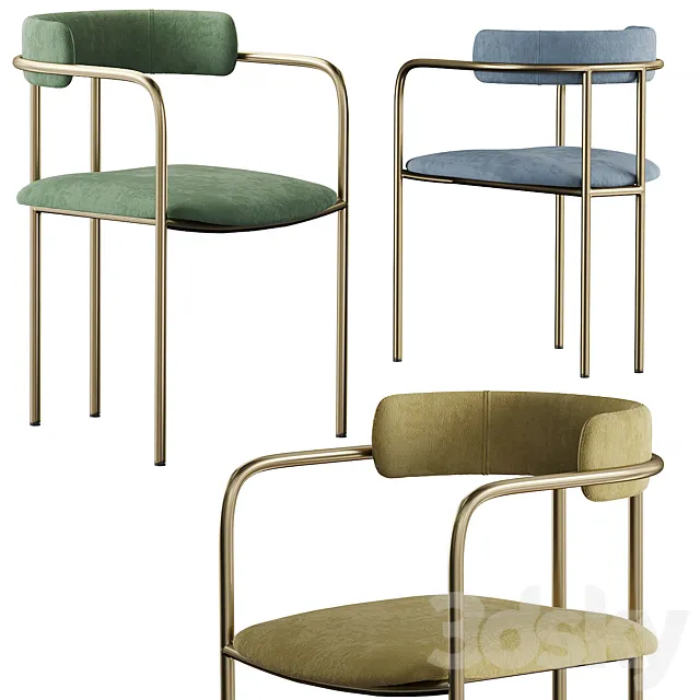 West Elm Lenox Velvet Dining Chair 3DModel