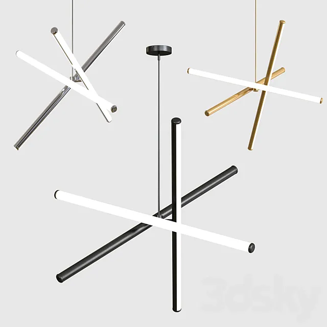 West Elm Light Rods LED Chandelier 3DModel
