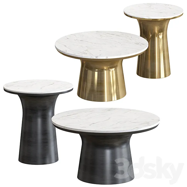 West Elm – Marble-Topped Pedestal Coffee Table 3DModel