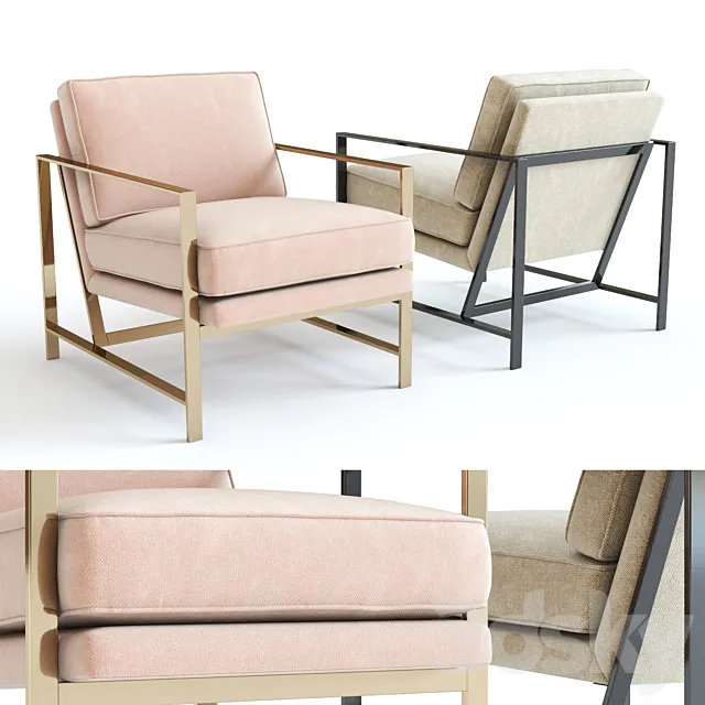 West Elm Metal Frame Chair 3D Model West Elm Metal Frame Chair 3D Model