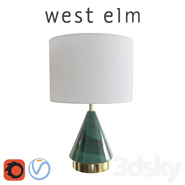 West Elm Metalized Glass Table Lamp Green 3D Model West Elm Metalized Glass Table Lamp Green 3D Model