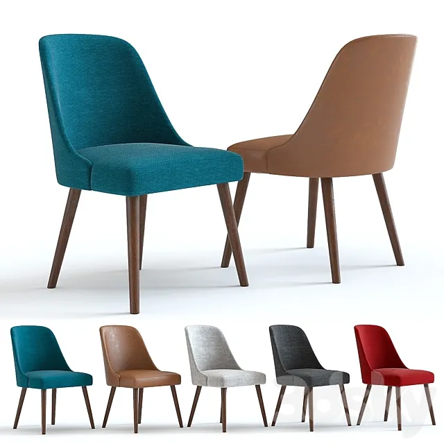 West Elm Mid-Century Chair. Wallnut legs 3DModel West Elm Mid-Century Chair. Wallnut legs 3DModel