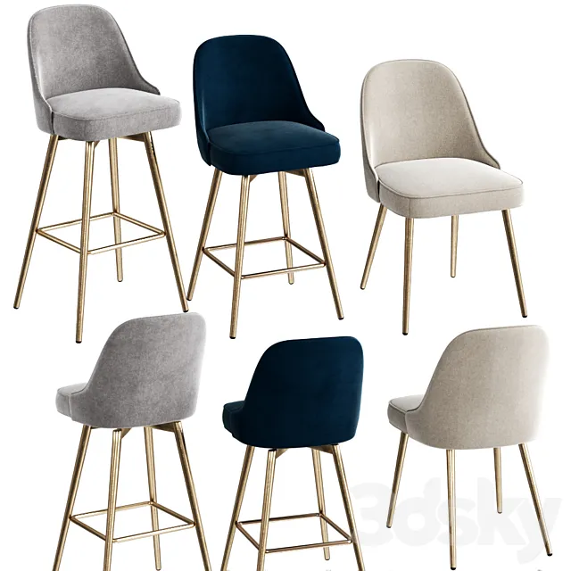 WEST ELM Mid-Century Velvet set 3D Model WEST ELM Mid-Century Velvet set 3D Model