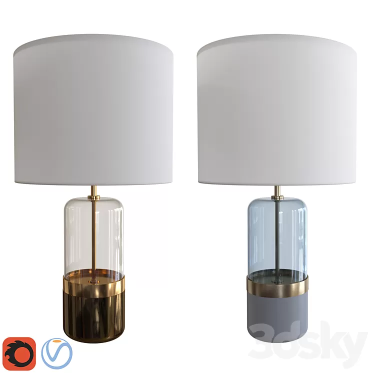 West Elm Mixed Material Table Lamp Large 3D Model West Elm Mixed Material Table Lamp Large 3D Model