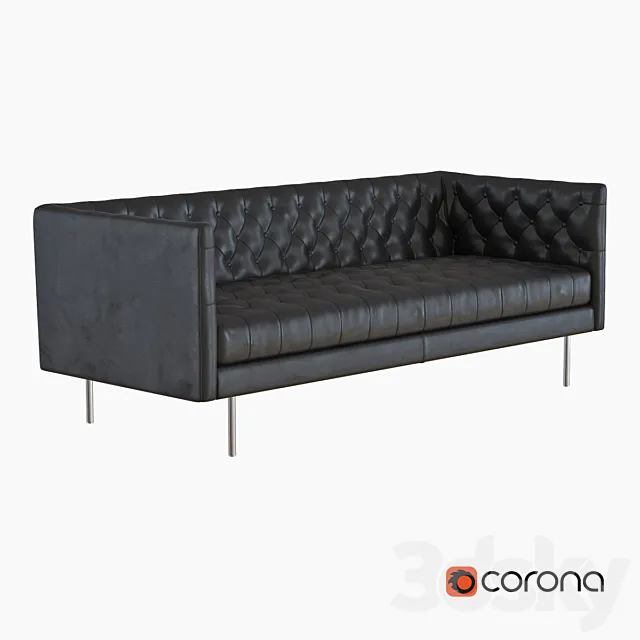 West Elm Modern Chesterfield Leather Sofa 3D Model West Elm Modern Chesterfield Leather Sofa 3D Model