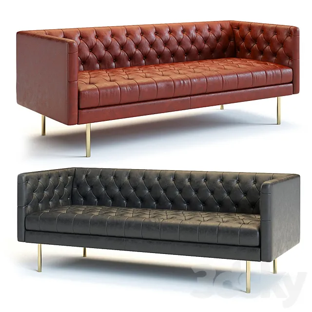 West Elm Modern Chesterfield Sofa 3D Model West Elm Modern Chesterfield Sofa 3D Model