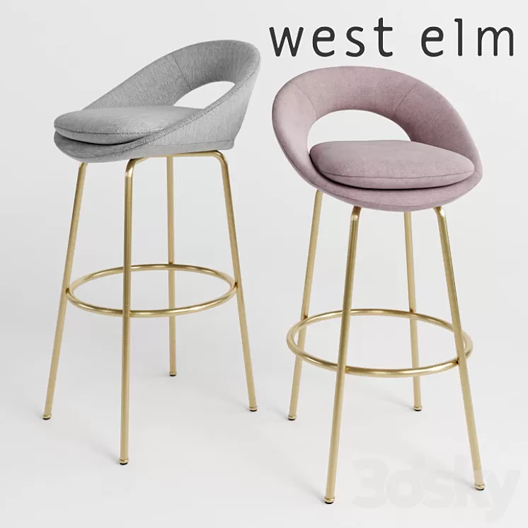 WEST ELM Orb Bar + Counter Stools 3D Model