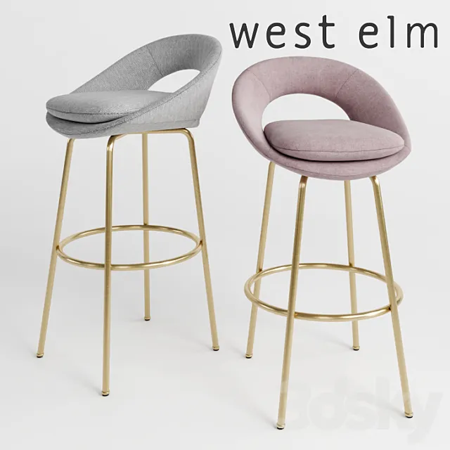 WEST ELM Orb Bar + Counter Stools 3DModel