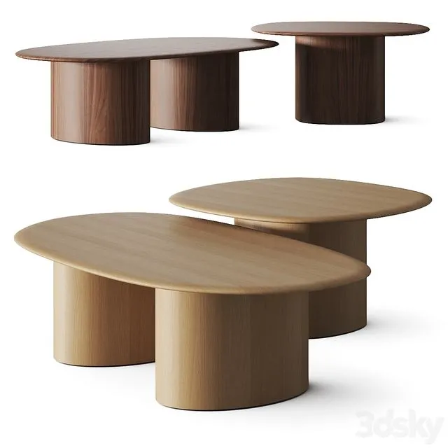 West Elm Organic Modular Coffee Tables 3D Model West Elm Organic Modular Coffee Tables 3D Model