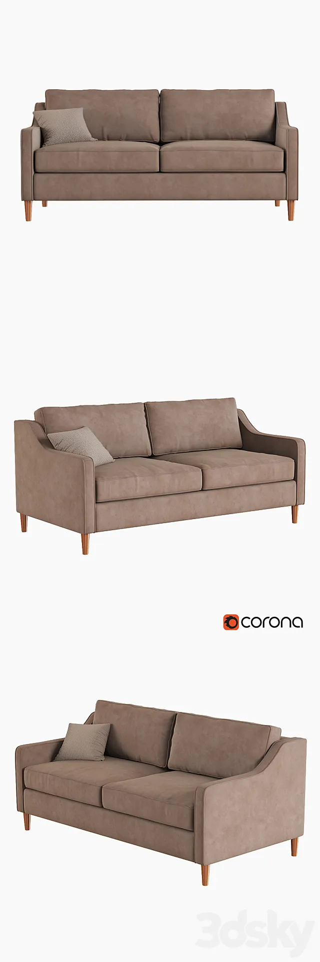 West Elm Paidge Sofa 3D Model West Elm Paidge Sofa 3D Model