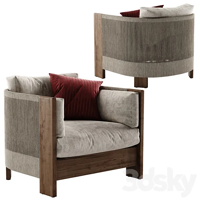 West elm porto armchair 3D Model
